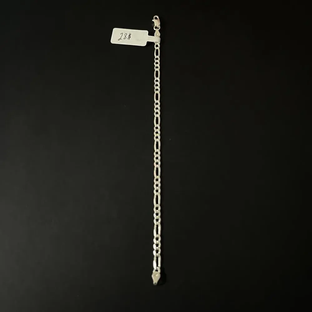 Esclava De Plata 925 Con Tejido Figaro,925 Silver Bracelet 7 Inch